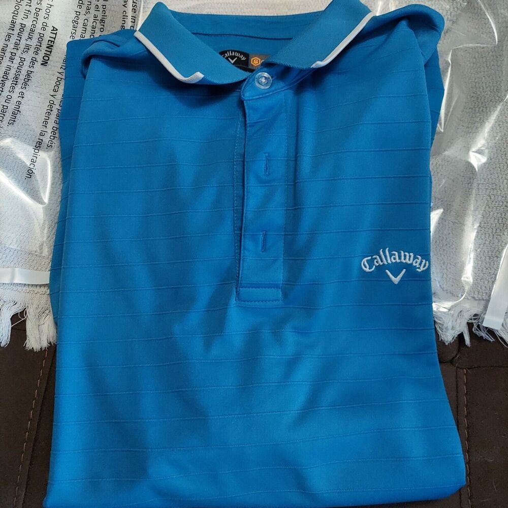 Callaway Blue Short Sleeve Golf Shirt Size L